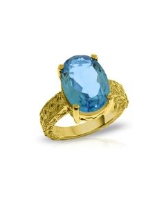 14K Gold Ring w/ Natural Oval Blue Topaz