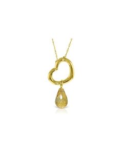 14K Gold Heart Necklace w/ Dangling Natural Citrine