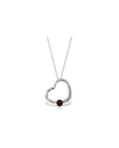 14K White Gold Heart Necklace w/ Natural Garnet