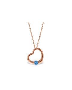 14K Rose Gold Heart Necklace w/ Natural Blue Topaz
