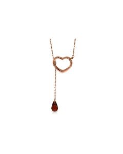 14K Rose Gold Heart Necklace w/ Drop Briolette Natural Garnet