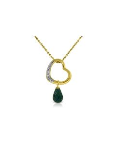 14K Gold Heart Necklace w/ Natural Diamond & Emerald