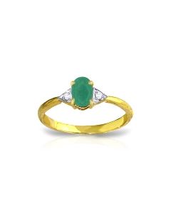 14K Gold Diamond & Oval Cut Emerald Ring