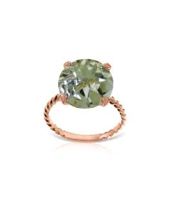 14K Rose Gold Ring Natural 12 mm Round Green Amethyst