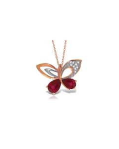 14K Rose Gold Butterfly Natural & Ruby Necklace