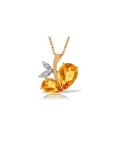14K Rose Gold Modern Heart Necklace w/ Natural Diamond & Citrines