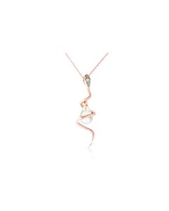 14K Rose Gold Snake Necklace w/ Dangling Briolette White Topaz & Diamond
