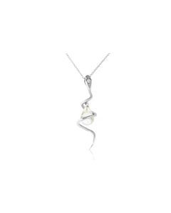 14K White Gold Snake Necklace w/ Dangling Briolette White Topaz & Diamond