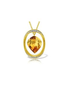 14K Gold Necklace w/ Natural Twisted Briolette Citrine & Diamonds