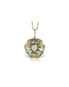 14K Gold Checkerboard Round Green Amethyst Necklace