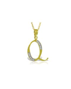 14K Gold Necklace w/ Natural Diamonds Initial 'q' Pendant