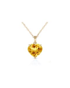 14K Gold Necklace w/ Natural 10mm Heart Citrine