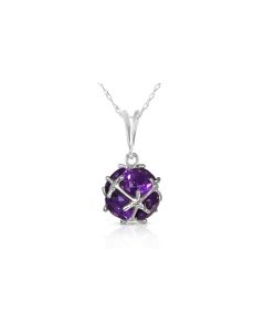 14K White Gold Necklace w/ Natural Amethysts