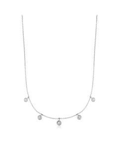 Sterling Silver Necklace with Cubic Zirconia Dangles-18''