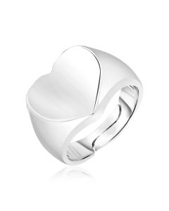 Sterling Silver Polished Heart Crown Ring-7
