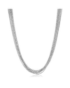 Sterling Silver Multi Strand Bead Chain Necklace-18''