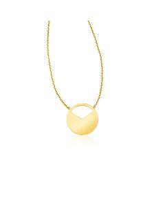 14k Yellow Gold Circle Necklace with Open Slice-18''