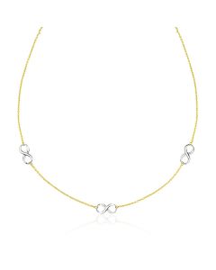 14k Two-Tone Gold Chain Necklace with Polished Infinity Stations-18''