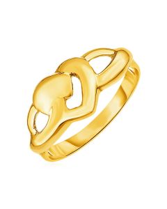 14k Yellow Gold Ring with Polished Open Heart-7