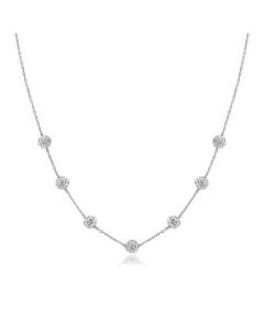 14k White Gold Necklace with Crystal Embellished Sphere Stations-18''