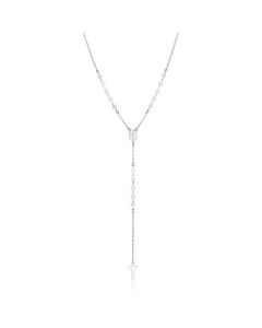Sterling Silver 24 inch Rosary Style Lariat Necklace-24''