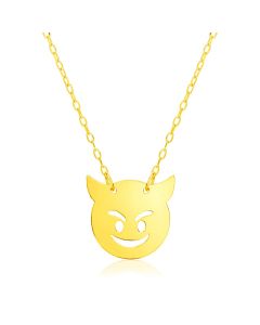 14k Yellow Gold Necklace with Devil Emoji Symbol-16''