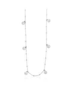 Sterling Silver 24 inch Necklace with Polished Beads and Roman Coins-24''