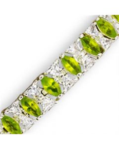 31921-7 - 925 Sterling Silver High-Polished Bracelet Synthetic Peridot
