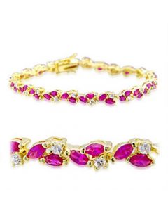 32001-7 - Brass Gold Bracelet Synthetic Ruby