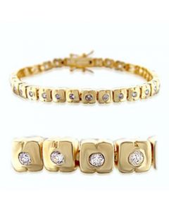 36711-7 - Brass Gold Bracelet AAA Grade CZ Clear