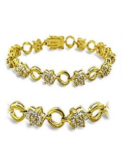 415506-7 - Brass Gold Bracelet AAA Grade CZ Clear