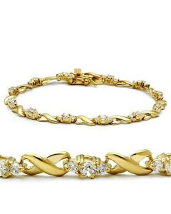 46801-7 - Brass Gold Bracelet AAA Grade CZ Clear