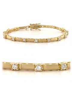 47404-7 - Brass Gold Bracelet AAA Grade CZ Clear