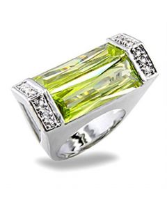 Ring Brass Rhodium Synthetic Peridot Spinel