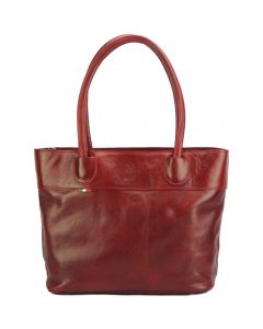 Tote V bag in leather -  dark red
