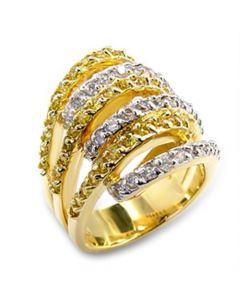 Ring Brass Gold+Rhodium AAA Grade CZ Topaz