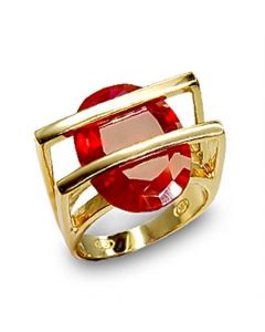 Ring 925 Sterling Silver Gold Synthetic Ruby Garnet