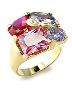 Ring Brass Gold AAA Grade CZ Multi Color