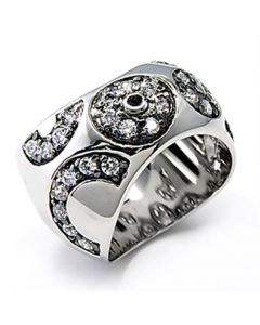 Ring 925 Sterling Silver Rhodium + Ruthenium AAA Grade CZ Clear