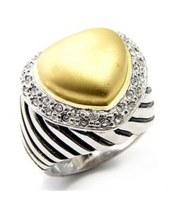 Ring 925 Sterling Silver Matte Gold & Rhodium AAA Grade CZ Clear