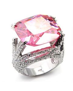 Ring 925 Sterling Silver Rhodium AAA Grade CZ Rose