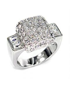 Ring 925 Sterling Silver Rhodium Top Grade Crystal Clear