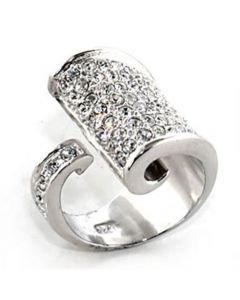 Ring 925 Sterling Silver Rhodium Top Grade Crystal Clear