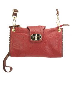 Be Exclusive S leather clutch - Red/Brown