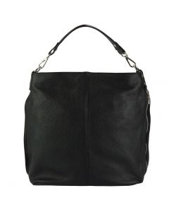 The Donata Leather Hobo Bag - Black
