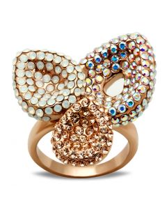 Ring Brass IP Rose Gold(Ion Plating) Top Grade Crystal Multi Color