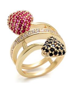 Ring Brass Imitation Gold Synthetic Ruby Garnet