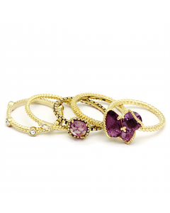 Ring Brass Gold Synthetic Amethyst Synthetic Glass