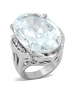 Ring Brass Rhodium AAA Grade CZ Clear
