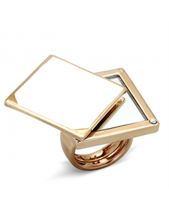 Ring Brass Rose Gold Synthetic Clear Synthetic Glass